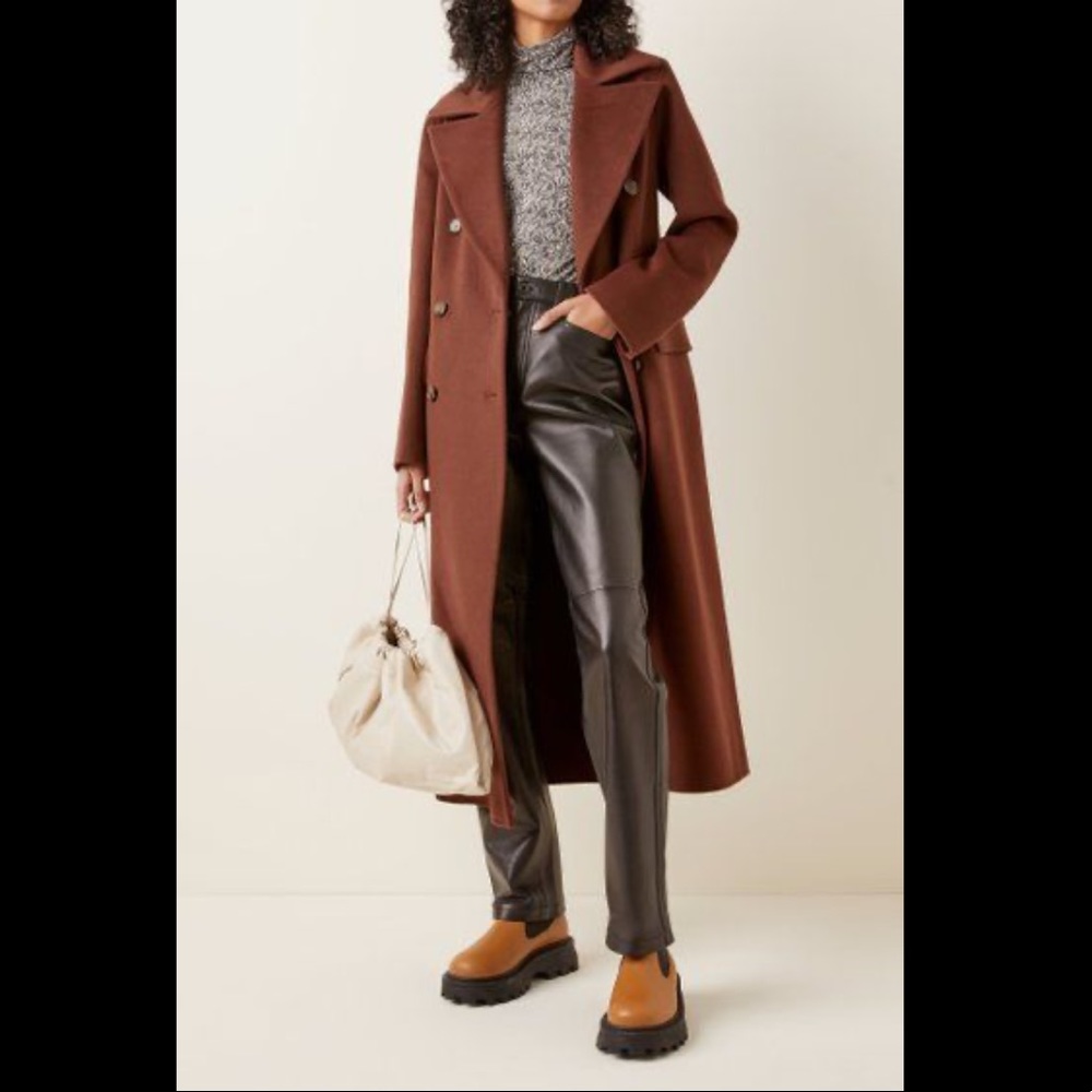 Nanushka Lana Double Breasted Wool & Silk Coat